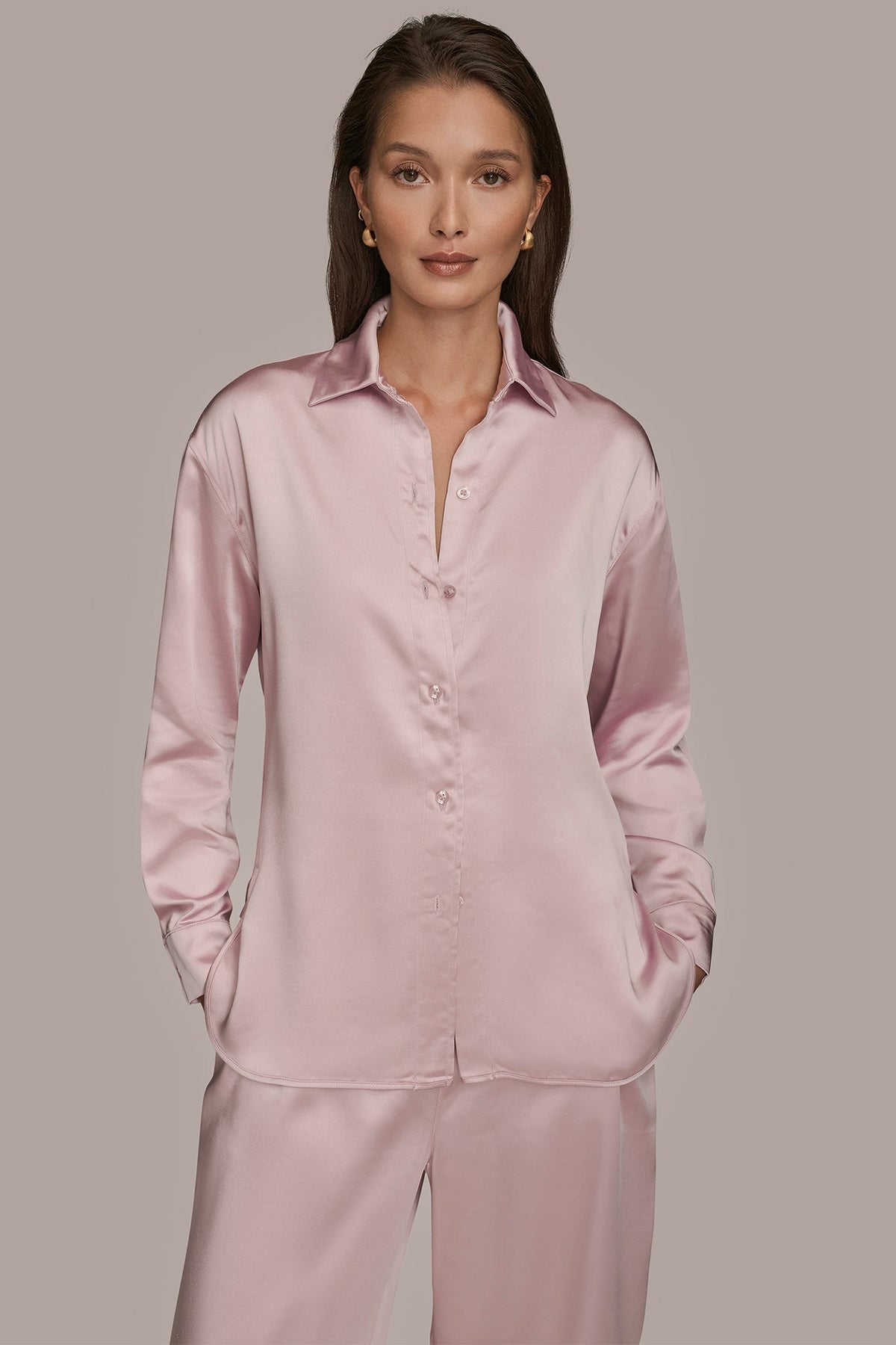 SATIN SHIRT - PINK WISTERIA