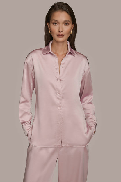 SATIN SHIRT - PINK WISTERIA