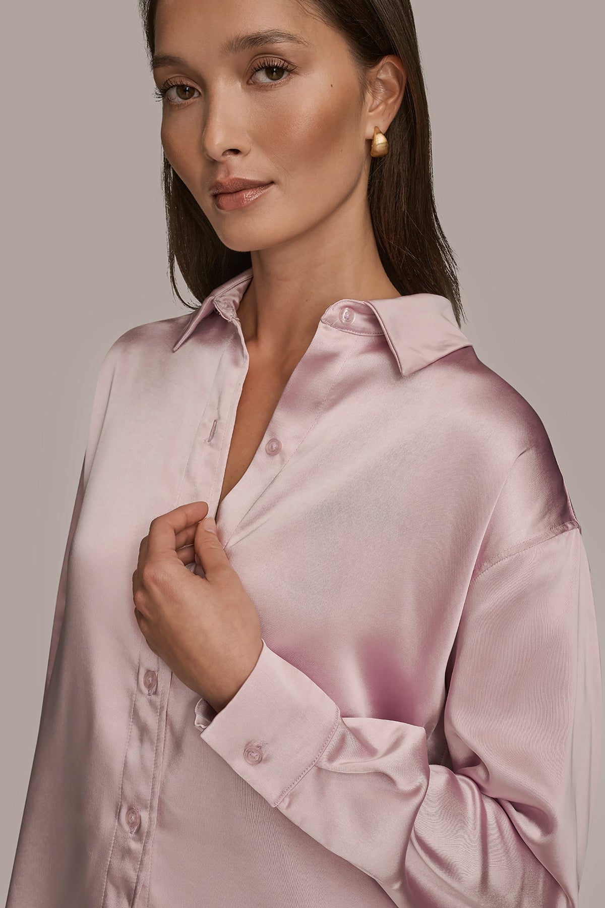 SATIN SHIRT - PINK WISTERIA
