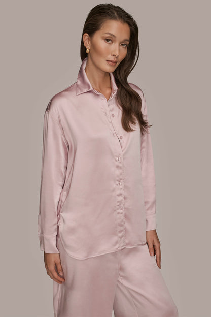 SATIN SHIRT - PINK WISTERIA